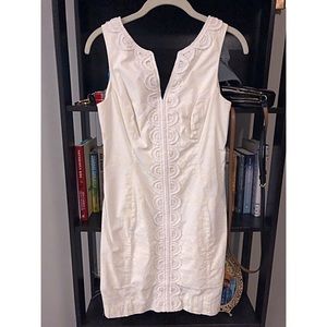 lilly pulitzer white shift dress with lace trim